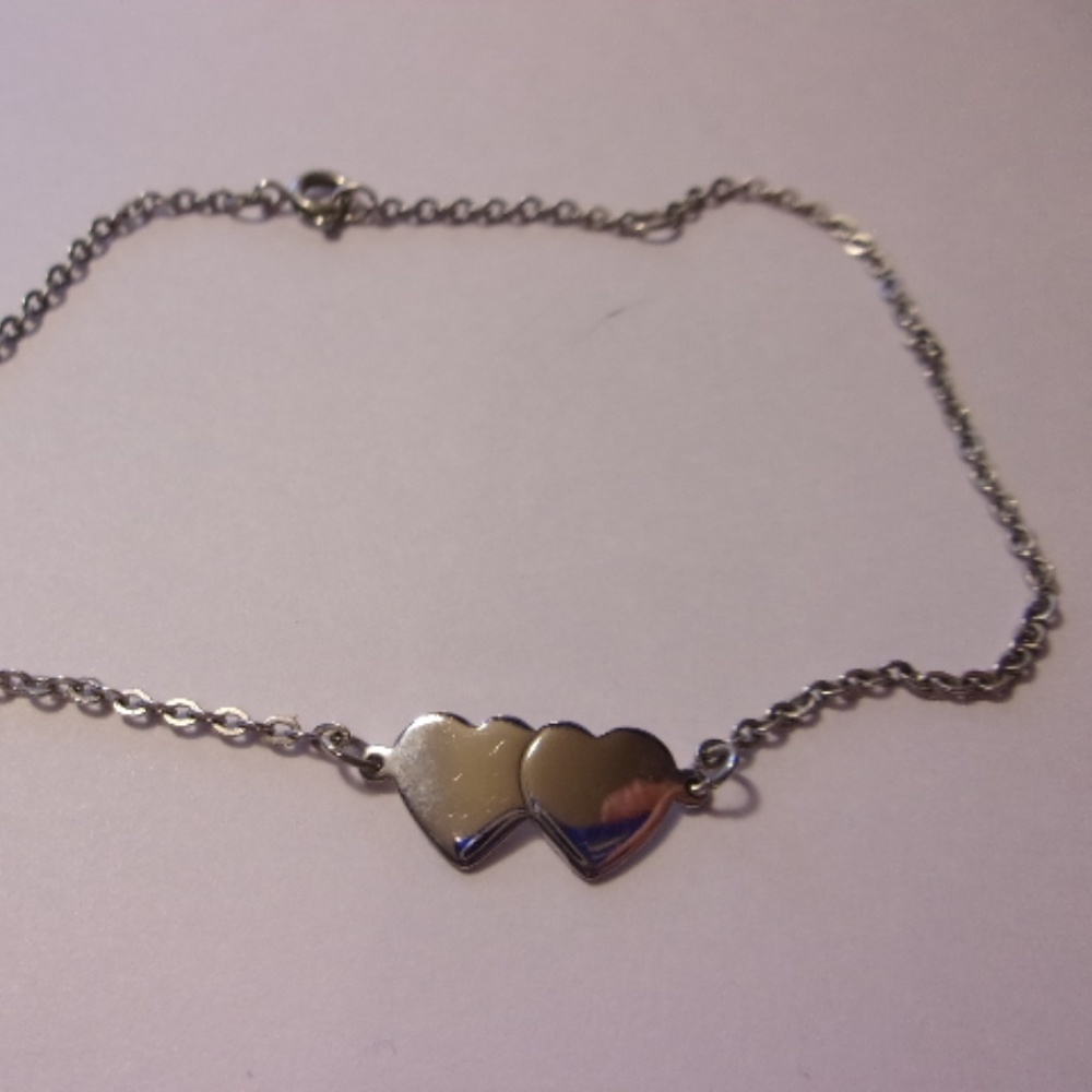 Sarah Coventry Silver Tone Heart Ankle Bracelet